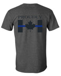 Proudly - Thin Blue Line Canada T-Shirt- Grey